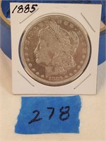 1885 Morgan silver dollar