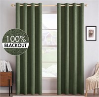 MIULEE 100% Blackout Linen Textured Curtains