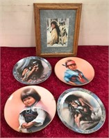 N - LOT OF COLLECTIBLE PLATES & FRAMED ART (F34)