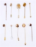 (10) VINTAGE GOLD TONE STICK STYLE PINS