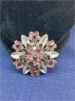 Purple stone flower brooch