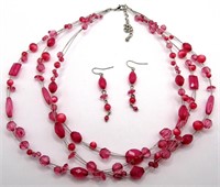 Pink Fashion Necklace and Earrings