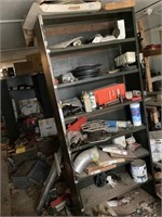 Metal Cabinet w/ Roller Chains & Miscellaneous