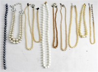 (10) VINTAGE FAUX PEARL BEADED NECKLACES