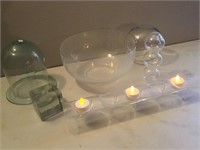 Clear Glass Candle Sconce, Bubble Vase , Bowl Etc