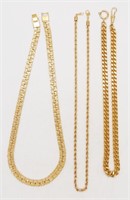(3) GOLD TONE CHAIN NECKLACES