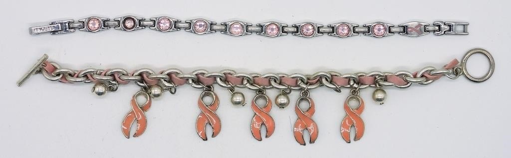 Breast Cancer Silver Tone Bracelets