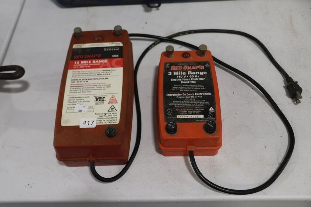 2 RED SNAPPER ELECTRIC FENCE CONTROLLERS