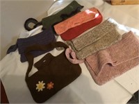 Lot Of Handmade Crocheted Fabric Hand Bags