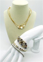 Vintage Necklace & Rhinestone Bracelet Set (5)