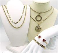 Gold Tone Necklaces, Bracelets & Pendants (7)