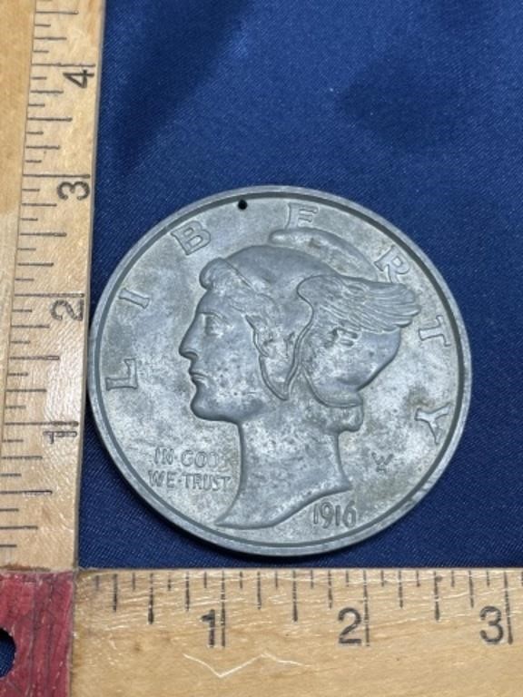 Large 1916 Mercury dime novelty Pewter ?