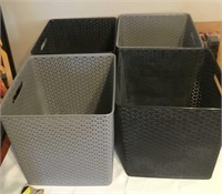 Lot of 4 13" Cube Plastic Cube Organizing Baskets