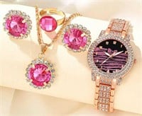5pcs Women's Watch Jewelry Set