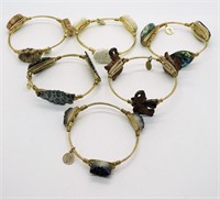(6) Wire Wrapped Gemstone Bracelets