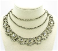 (3) Vintage White Rhinestone Necklaces