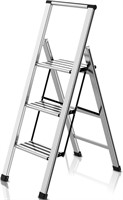 Step Ladder 3 Step Folding Aluminum Small Step Sto