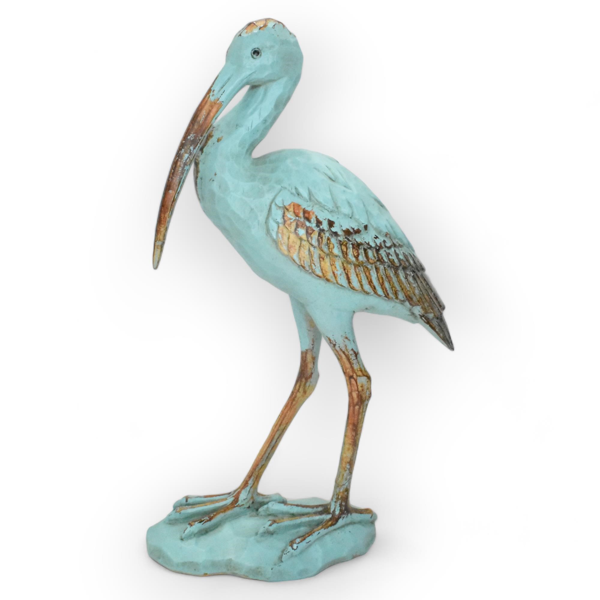 Pelican Resin Statue - Teal Distressed
