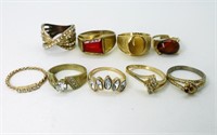 (9) Gold tone Gemstone Fashion Rings
