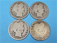 4- 1906 Silver Barber Quarters