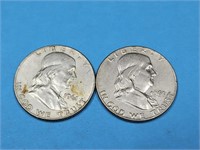 2-  1961 Silver Franklin Half Dollar Coins
