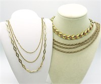 (5) Vintage Gold Tone Necklaces