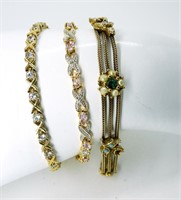 Vtg 1950s Goldette Golden Fixed Charm Bracelet & M