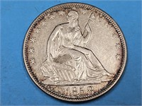 1858 O Silver Liberty Seated Half Dollar Coin