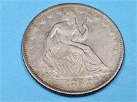 1858 Silver Seated Liberty Half Dollar Coin