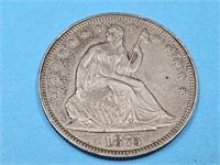 1875 Silver  Seated  Liberty Half Dollar Coin