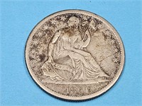 1861 S Silver Seated  Liberty Half Dollar Coin