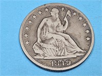 1849 Silver  Seated Liberty Half Dollar Coin