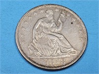 1858 S Silver Seated  Liberty Half Dollar Coin
