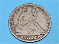 1855  O Silver Seated  Liberty Half Dollar Coin