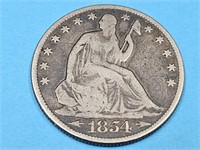 1854 O Silver  Seated  Liberty Half Dollar Coin