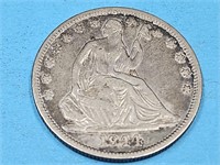 1844 Silver Seated  Liberty Half Dollar Coin