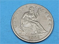 1846  Silver  Seated  Liberty Half Dollar Coin