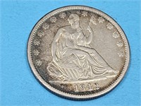 1842 Silver Seated  Liberty Half Dollar Coin