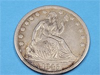 1845 O  Silver  Seated  Liberty Half Dollar Coin
