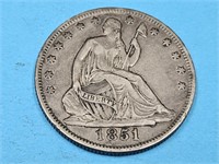 1851 O Silver  Seated Liberty Half Dollar Coin