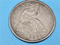 1856 S Silver Seated Liberty  Half Dollar Coin