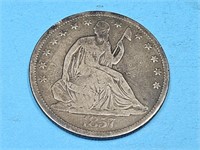 1857 S Silver   Seated Liberty  Half Dollar Coin