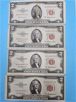 4-1953  Red Seal $2 Currency Bills