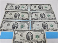 6- 1976 & 1-1995 $2 Currency Bills