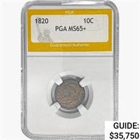 1820 Capped Bust Dime PGA MS65+