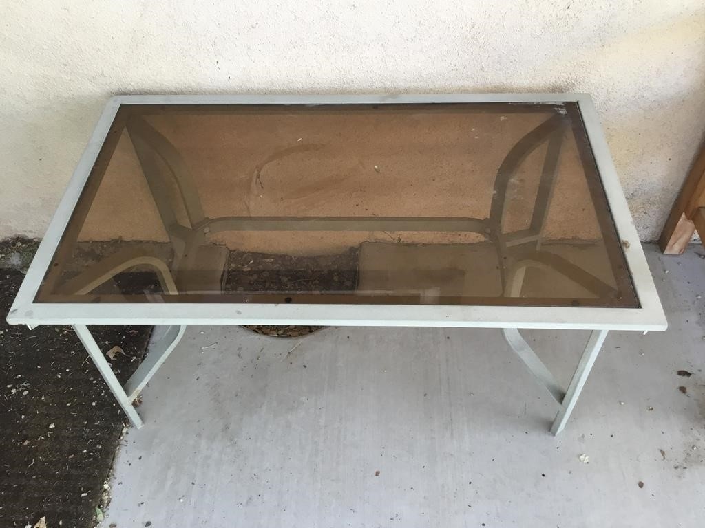 38"x22'18" Smoked Glass Top Patio Table