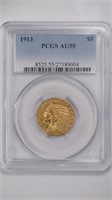 1913 $5 Gold Indian Head PCGS AU 55