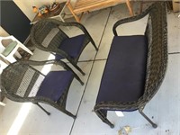 Outdoor Resin Wicker 3 Piece Patio Set W/Cushions