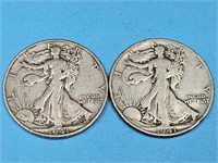 2-1941 D & S Silver Walking Liberty Half Dollars
