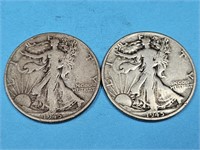 2-1945  Silver Walking Liberty Half Dollar Coins